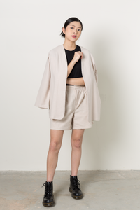 Linen Blend Outerwear in Ecru