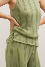 Load image into Gallery viewer, Knit Stripe Pattern Pants in Green
