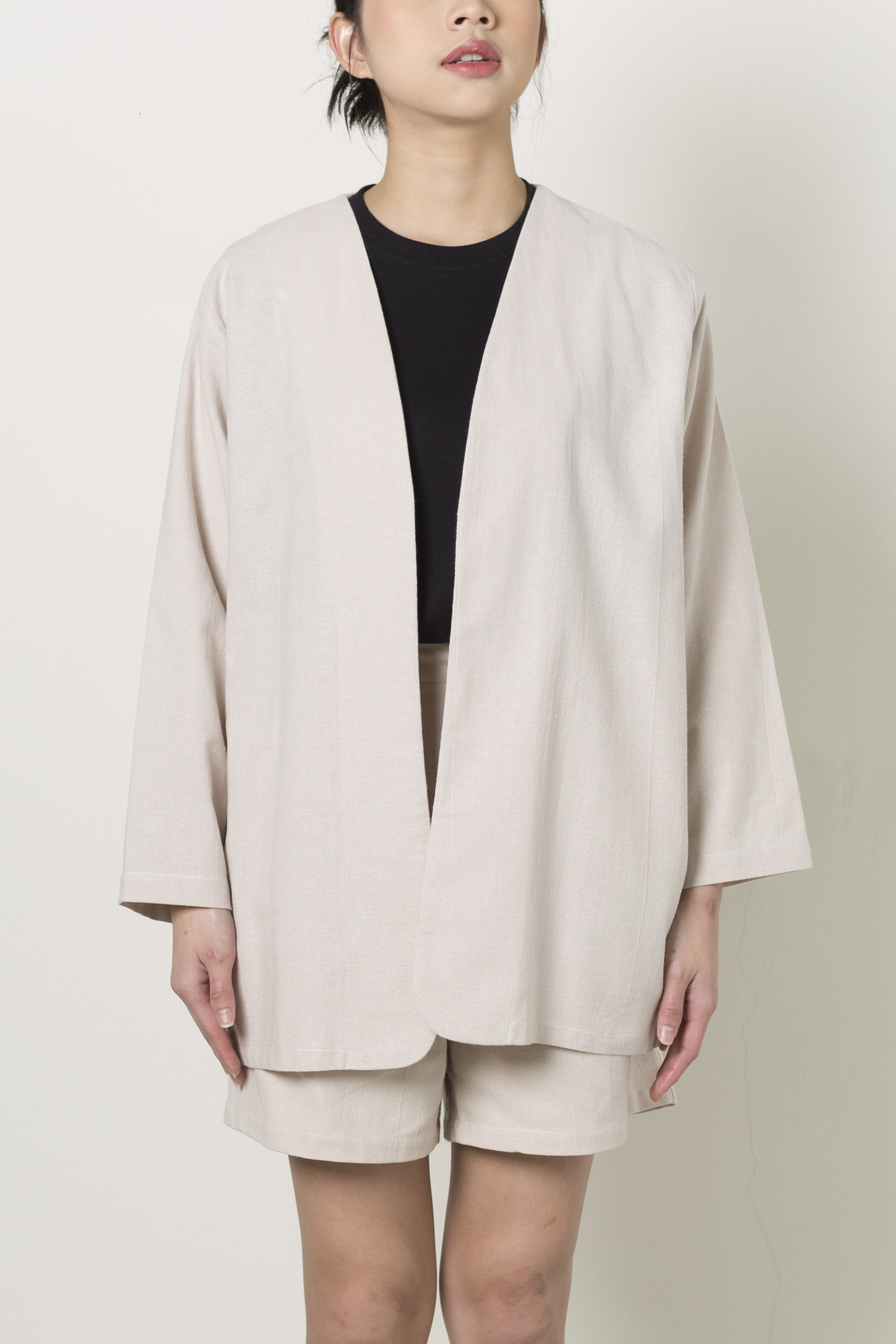 Linen Blend Outerwear in Ecru