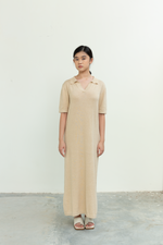 Load image into Gallery viewer, Knit V Neck Maxi Dress in Beige
