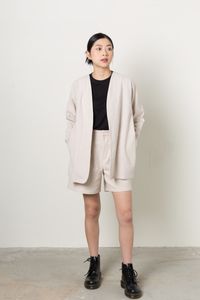 Linen Blend Outerwear in Ecru