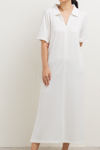 Front Zip Collar Dress in Off-White
