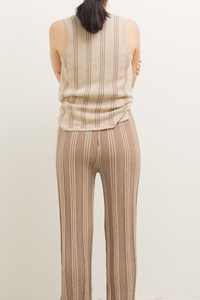 Knit Stripe Pattern Pants in Brown