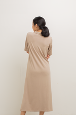 Load image into Gallery viewer, Front Zip Collar Dress in Khaki
