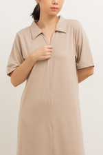 Load image into Gallery viewer, Front Zip Collar Dress in Khaki
