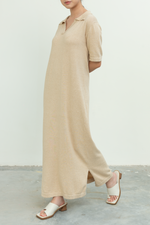 Load image into Gallery viewer, Knit V Neck Maxi Dress in Beige
