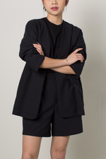 Load image into Gallery viewer, Linen Blend Outerwear in Black
