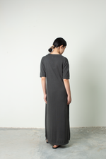 Load image into Gallery viewer, Knit V Neck Maxi Dress in Dark Grey
