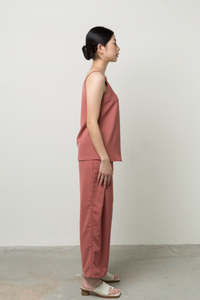 Tulip Fold Long Pants in Red