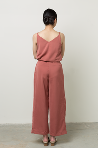 Tulip Fold Long Pants in Red