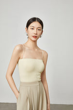 Load image into Gallery viewer, Padded Ribbed Camisole in Cream
