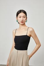 Load image into Gallery viewer, Padded Ribbed Camisole in Black
