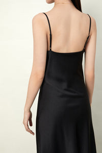 Drape Cami Slip Dress in Black