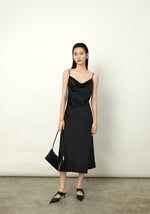 Load image into Gallery viewer, Drape Cami Slip Dress in Black
