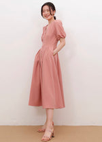 Load image into Gallery viewer, Philo Button Blouson Dress- Blush
