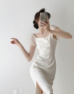 Load image into Gallery viewer, Suzanne White Sheer Sleeve Shift Dress
