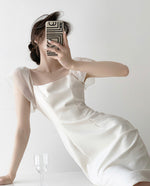Load image into Gallery viewer, Suzanne White Sheer Sleeve Shift Dress
