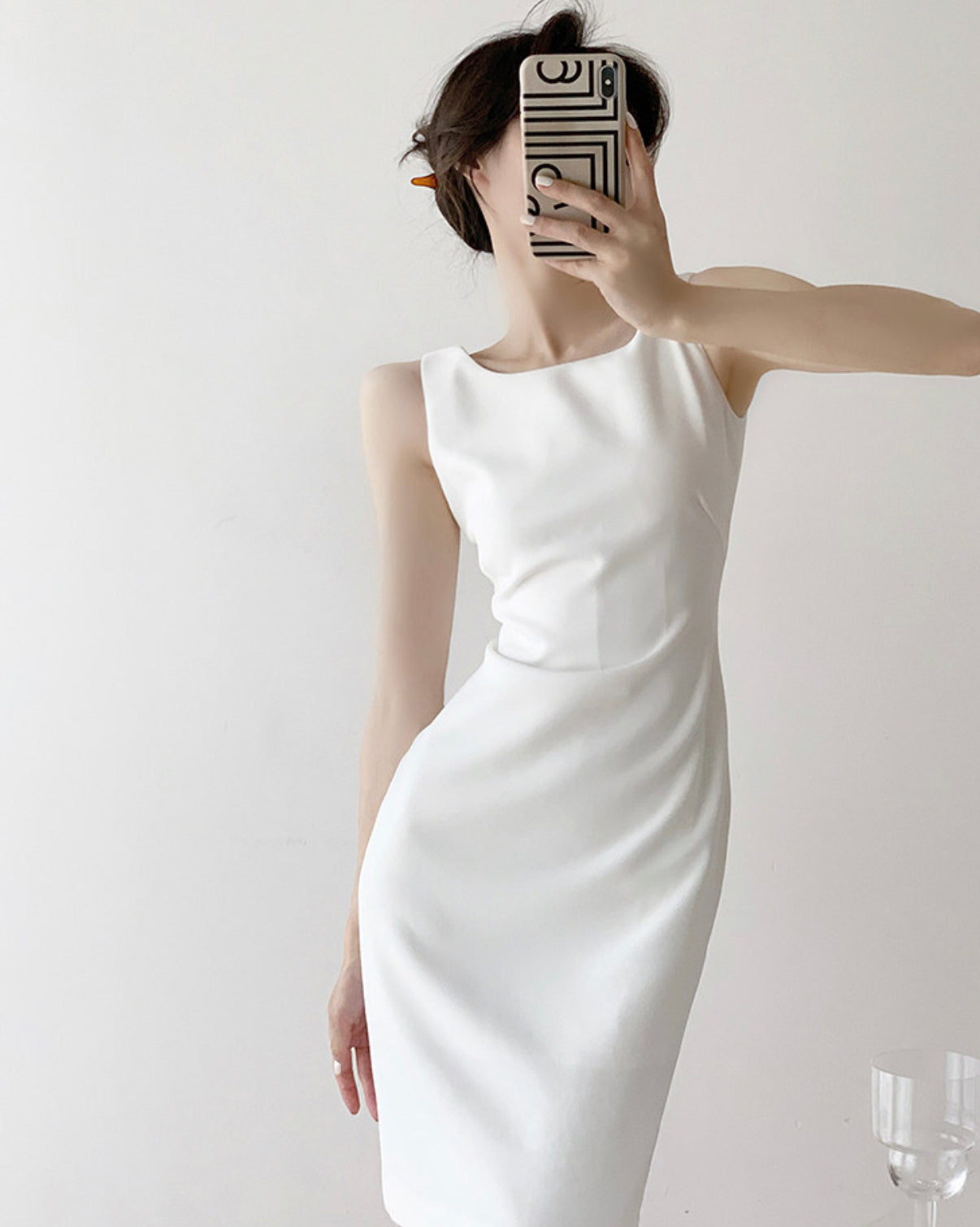 Airey Gathered Tank Dress in White