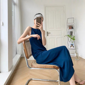 Low Back Knit Cami Dress- Royal Blue