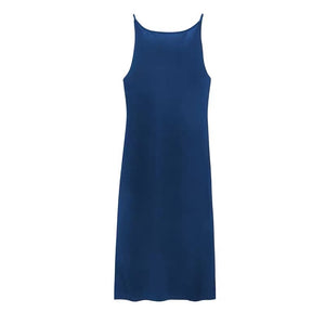 Low Back Knit Cami Dress- Royal Blue