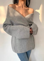 Load image into Gallery viewer, Wrap Knit Cardigan- Grey

