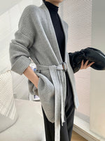 Load image into Gallery viewer, Wrap Knit Cardigan- Grey
