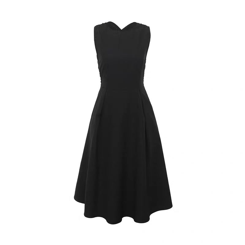 [Ready Stock] Criss Cross Back Midi Dress in Black