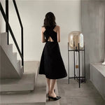 Load image into Gallery viewer, Criss Cross Back Midi Dress in Black
