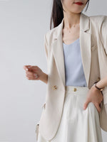 Load image into Gallery viewer, Short Sleeve Double Breasted Blazer in Beige
