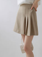 Load image into Gallery viewer, Pleated Flare Mini Skirt in Beige
