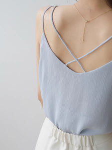 Criss Cross Back Camisole Top in Blue