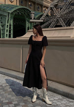 Load image into Gallery viewer, High Slit Midi Dress in Black
