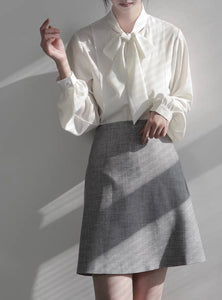 A Line Melange Mini Skirt in Grey