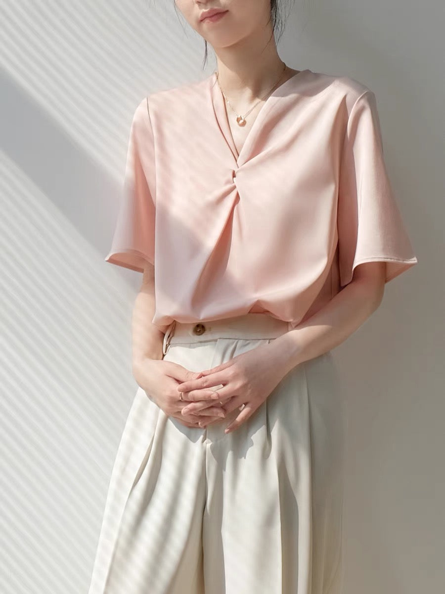 Tailored Twist Top in Pink