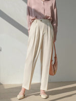 Load image into Gallery viewer, Tapered Tailored Trousers in Cream
