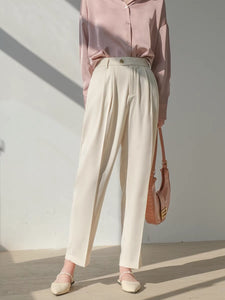 Tapered Tailored Trousers in Cream