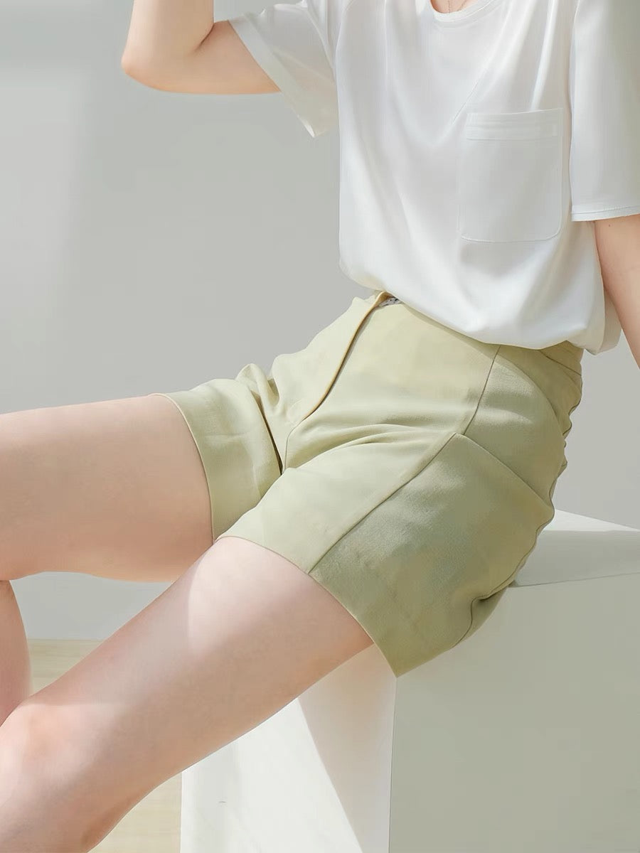 Tailored Relaxed Shorts in Avocado