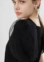 Load image into Gallery viewer, [Cool Tech] Tulle Puff Sleeve Top in Black
