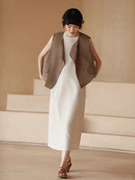Load image into Gallery viewer, Relaxed Pocket Midi Dress in Beige
