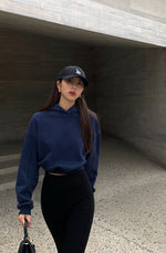 Load image into Gallery viewer, Banana Split Cropped Hoodie in Navy
