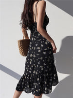 Load image into Gallery viewer, Laurel Floral Tie Strap Dress in Black
