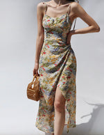 Load image into Gallery viewer, Cayenne Floral Tie Strap Wrap Slit Dress
