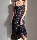 Load image into Gallery viewer, Peonie Floral Tie Strap Dress in Navy
