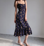Load image into Gallery viewer, Peonie Floral Tie Strap Dress in Navy
