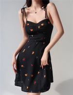 Load image into Gallery viewer, Fruit Salad Tie Strap Cami Mini Dress in Black
