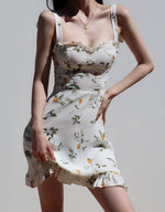 Load image into Gallery viewer, Lemona Floral Tie Strap Mini Dress in White
