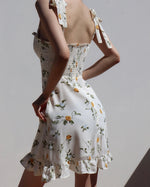Load image into Gallery viewer, Lemona Floral Tie Strap Mini Dress in White
