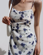 Load image into Gallery viewer, Kenzie Floral Tie Strap Wrap Slit Dress in White
