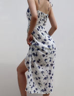 Load image into Gallery viewer, Kenzie Floral Tie Strap Wrap Slit Dress in White
