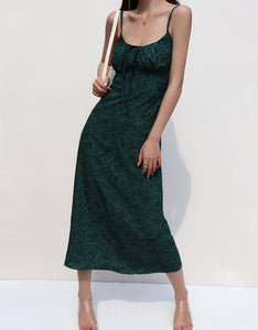 Paisley Printed Cami Midi Dress in Green